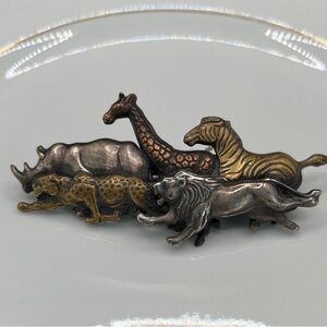 Safari Animals Hair Barrette. Vintage-Style Mixed Metal Hair Clip Made in France